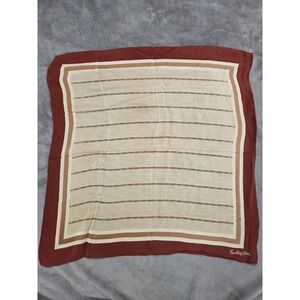 Sally Gee Silk Scarf Mod Mad Men Square 22.5x23 Brown Beige 70s Hipster